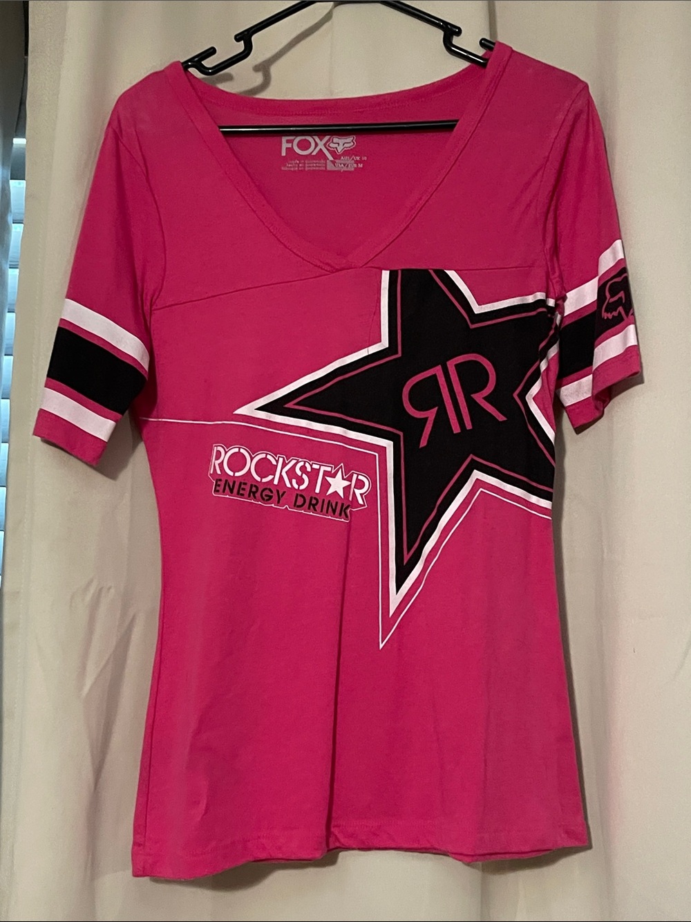 Fox Pink V-Neck Rockstar Star Graphic Tee